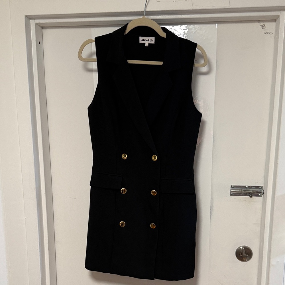 About Us Black Double-Breasted Mini Dress